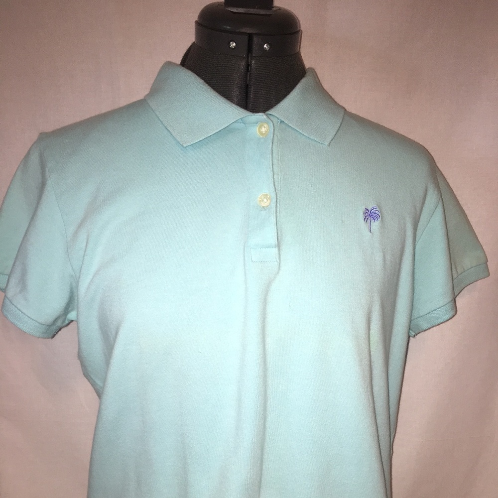 LILLY PULITZER Women's Light Blue Polo Shirt LARGE